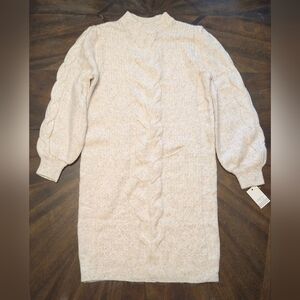Ophelia Roe Cream Cable Knit Long Sleeve Sweater Dress | Size Small | NWT